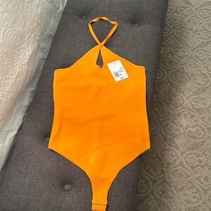 Bright Orange Halter Bodysuit